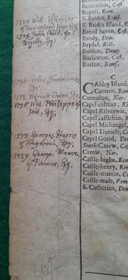 1676 John Speed Map of Pembrokeshire - Pages 101-102 of Chapter 3 of Book 2 - Image 4 of 4