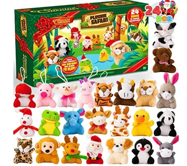 JOYIN Christmas Advent Calendar with 24 Different Stuffed Animals Toys  Safari | eBay