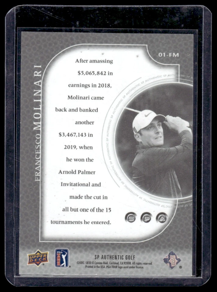 2021 SP Authentic Golf Francesco Molinari #01-FM - Image 2 of 2