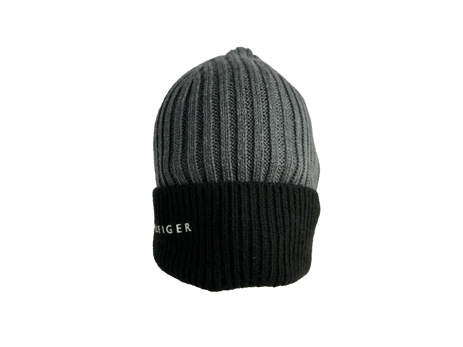 Tommy Hilfiger Charcoal Ggray Black Beanie Hat Men`s One Size