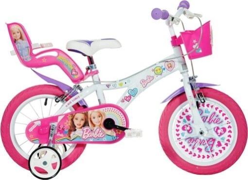 Dino Bikes Barbie 14" Bicicletta per Bambini - Bianca/Rosa 4-7 ANNI SPED GRATIS