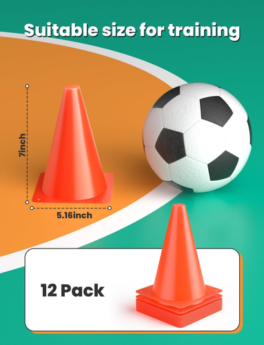 Soccer Cones 7" 9" of 12 24 Pack Disc Soccer Sport Cones Training Field Marker A - Picture 5 of 12