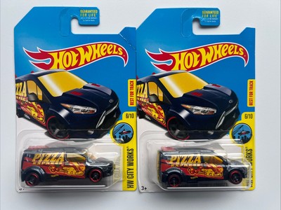 LOT OF 2 2017 HOT WHEELS TREASURE HUNT FORD TRANSIT CONNECT ( CREASED CARDS )