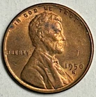 1950 S WHEAT CENT, NO WEAR, MS+++ CONDITION, RED LUSTRE, CIRCULATED