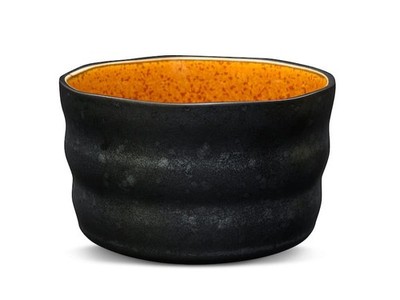 MAOCI Matcha Tee-Schale Chawan 350ml schwarz-silber aus Porzellan