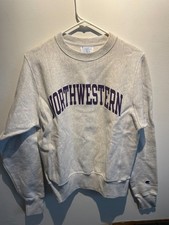 Northwestern University Champion Reverse Weave Sweatshirt Unisex Cotton Blend XS