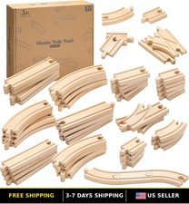 52-Piece Expandable Wooden Train Track Set - 18FT Railway Toy for Kids