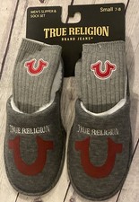 True Religion Men s Slipper Sock Set Gray and Red Size Small Shoe Size 7-8 NEW