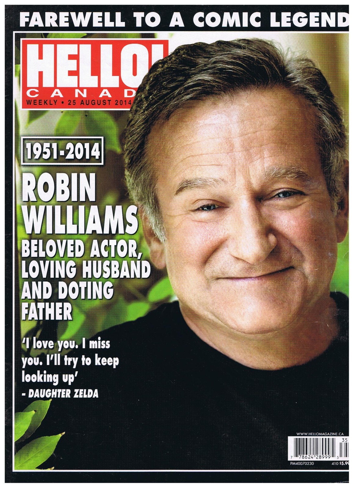 Hello Canada Magazine  Robin Williams 1951 - 2014 August 25 2014