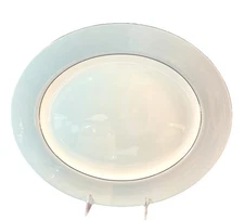 Vintage Homer Laughlin Cavalier Eggshell Oval Platter Wide Gray Rim 13.5" L54N5