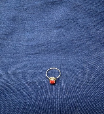 Sterling Silver Ring with Red Stone and Desert Rose Size 5