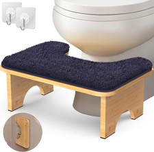 Bamboo Toilet Stool 7 Foldable Potty Poop Bathroom Stool W/ Extra Soft