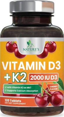 Vitamin D3 K2 2000 IU Plus with K2 (MK-7) 75 mcg - Vitamins D & K Complex Supple