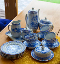 Echt Tuppack  China Blau Tiefenfurt mit Goldrand , Kaffee-, Teeservice 23 teilig