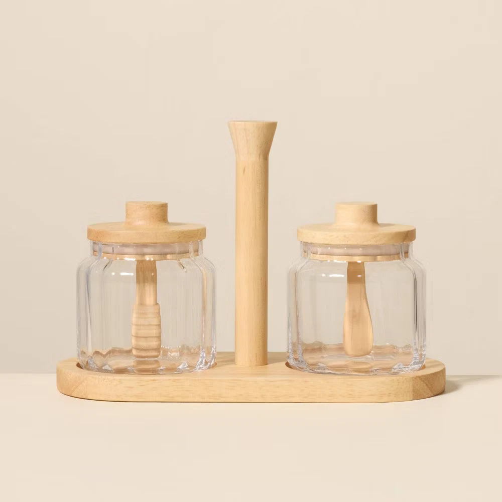 Glass Honey and Jam Serve Containers and Caddy - Hearth & Hand