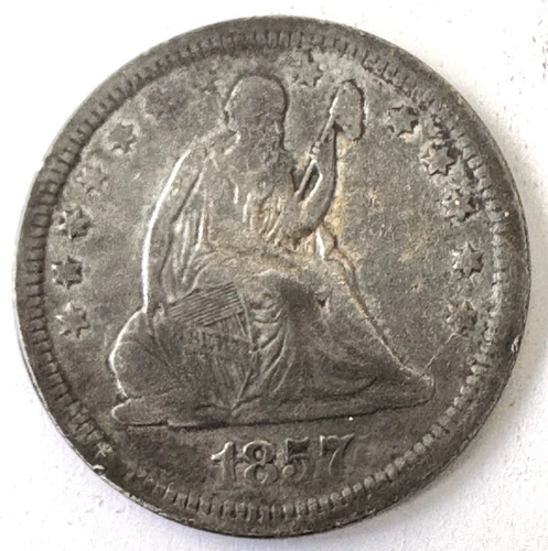 1857 SEATED LIBERTY SILVER QUARTER DOLLAR 25 CENTS