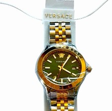 Versace Hellenyium Watch Green Dial Two-Tone Gold Silver Men's VEVK00620 NEW Box