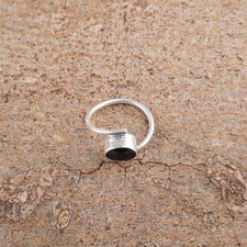 Valentines Deal Black Onyx Bezel Set Band Wedding Ring Jewelry Sterling Silver