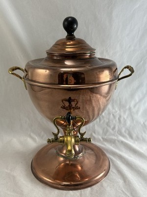 VINTAGE edwardianische Kupfer und Messing Samowar Teeurne