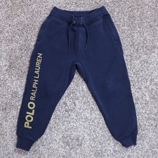 Polo Ralph Lauren Kids Navy Blue Joggers Sweatpants Gold Logo Size 5