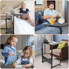 Adjustable Laptop Table Stand Rolling Bedside Computer Laptop Desk Sofa Bed