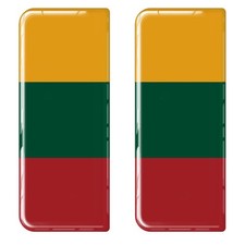 2x Lithuania Flag Gel Domed Number Plate Badges
