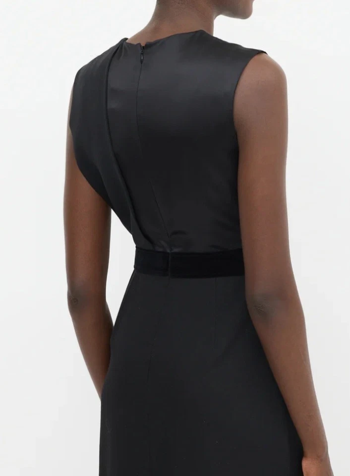 Vestido recto para mujer BURBERRY detalle panel seda y lana en negro talla 8 Foto 3 de 4