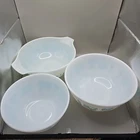 Lot (3) Vintage Pyrex White Milk Glass Amish Butterprint Bowls #402, 403, 443