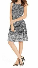 Lauren Ralph Lauren Sleeveless Fit & Flare Dress Size 10 Black White