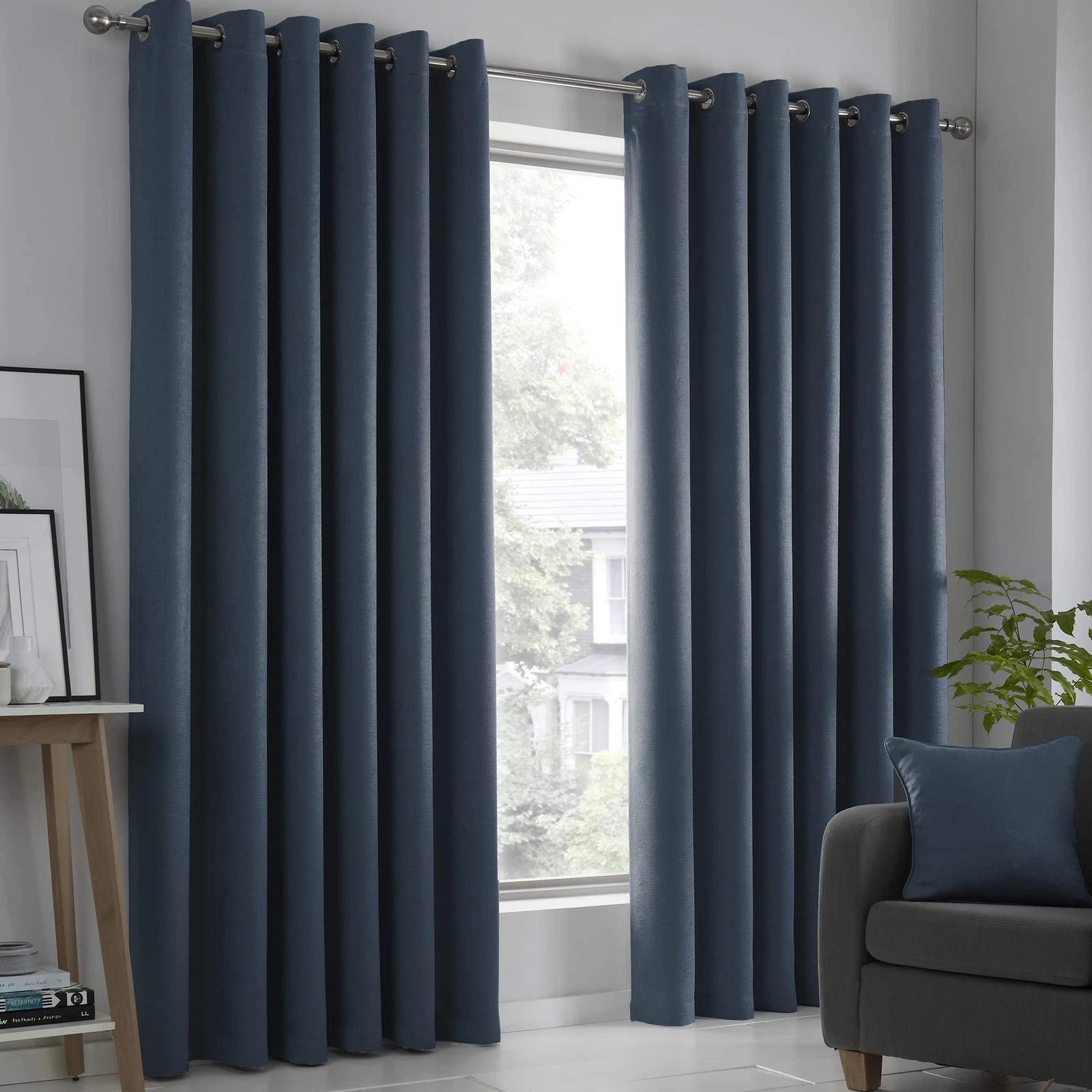 Strata - Pair of Eyelet Blackout Curtains, 46" Width x 72" Drop 117 x 1...