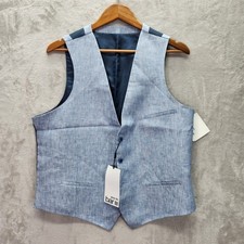 Bar III Suit Vest Mens Small Blue Linen Slim Fit Formal Wedding Party 115 New
