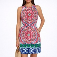 LONDON TIMES Kaleidoscope Mandala Sheath Dress. Size 12