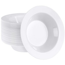 SETUP 12 oz. - 50 Piece White Plastic Bowls, Disposable Plastic Soup Bowls -...