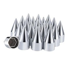 33mm x Chromed Spike Lug Nuts Covers Push on, ABS Chrome 4-1/4" Silver-20