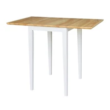 IC International Concepts, Solid Wood Small Drop Leaf Dining Table, Solid Rea...