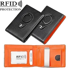 RFID Slim Mini ID Holder Card Case Front Pocket Genuine Leather Wallet For Men