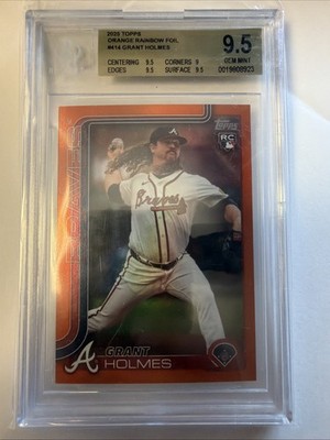 2025 Topps Series 2 Grant Holmes #414 Orange Rainbow Foilboard /25 (RC)