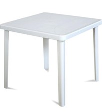 Tavolo tavolino quadrato in resina di plastica Nettuno Bianco , 80 x 80 x 72 Cm