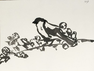 PDQ Artist Original Animal Bird Impressionism Artwork  Sumi-E Ink Paintings 12x9