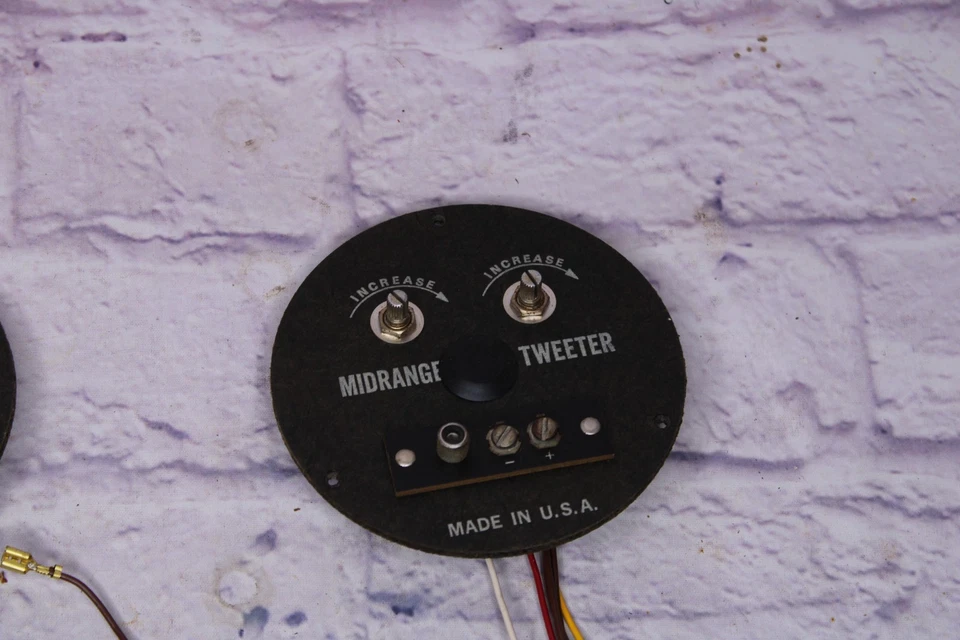 Par cruzado de altavoces vintage de EE. UU. con almohadilla en L rango medio y controles de tweeter - Hecho i Foto 2 de 4