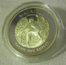 MAURITIUS - SILVER PROOF 25 RUPEES 1977 KM # 43A QUEEN'S SILVER JUBILEE