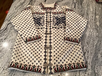 VGT Nordstrikk  Wool Cardigan Nordic Sweater Extra Small XS Bust 40 