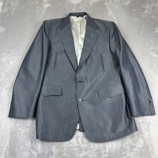 Pagano West Western Blazer Men  s 44 R Gray Sports Coat Rockabilly Formal