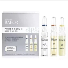 DOCTOR BABOR Power Serum Ampoules 3x .06 oz Hyaluronic Acid, Vit C & Peptide NIB