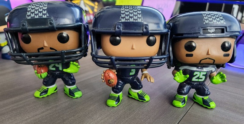 Seattle Seahawks Funko Pop Lot Of 3 Wilson 01 Sherman 02 Lynch 03 
