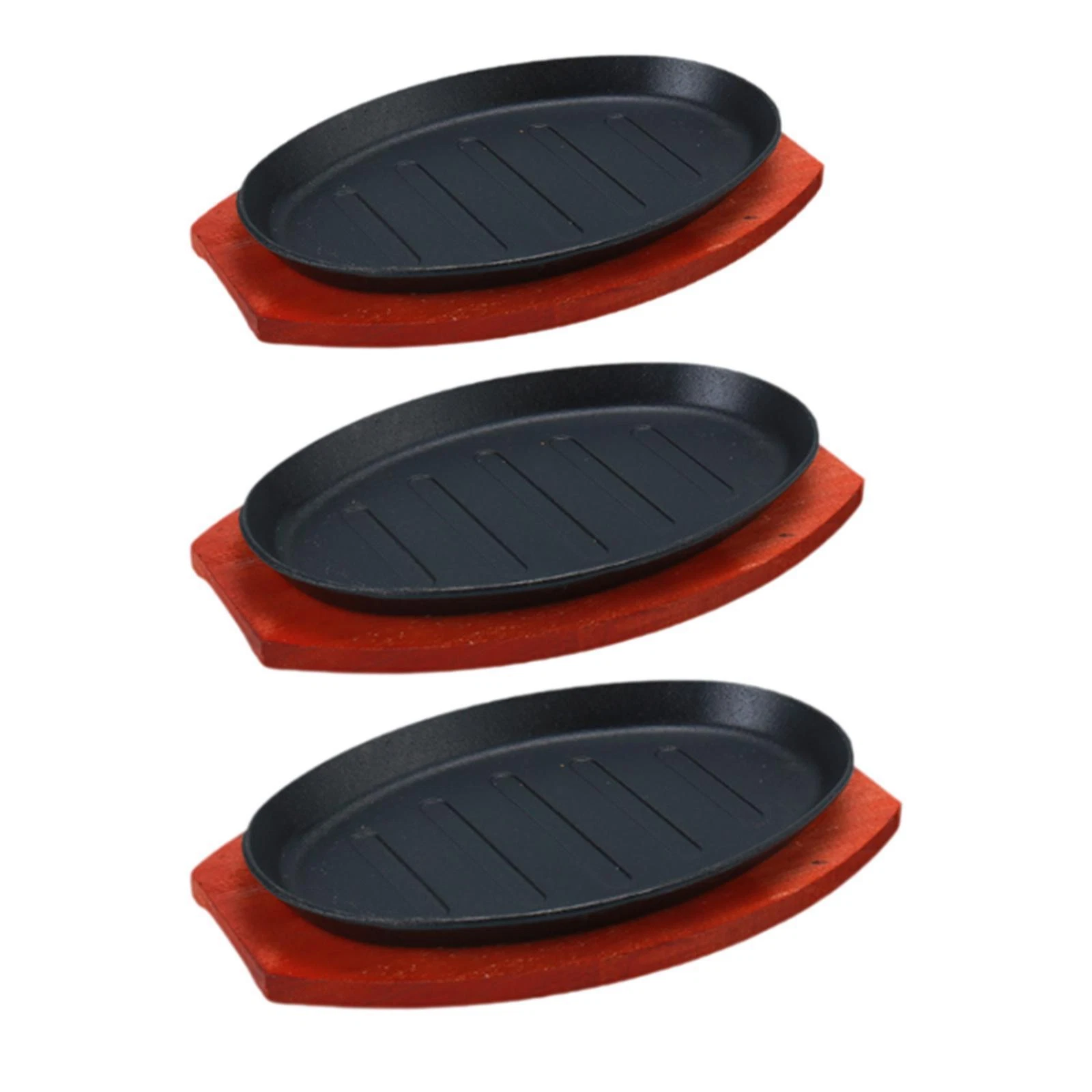 Cast Iron Steak Plate with Wood Tray Sizzling Plate Fajita Sizzling Plate