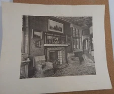 Antique Architecture print State Bedroom Interior Victorian Interior. 