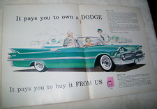 1959 Dodge Turquoise Convertible Mid-size-mag Centerfold Car Ad-pays You To Own 1959 Dodge Turquoise Convertible Mid-size-mag Centerfold Car Ad-pays You To Own