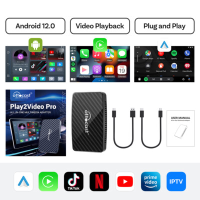 Ottocast Play2video Pro-Wireless Apple CarPlay/Android Auto