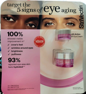 Strivectin NIA114 Multi-Action R&R Eye Cream 0.5 oz 15mL Set + 0.17 oz  5 mL
